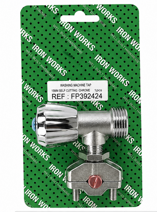 Iron Works 15mm Self Cutting Washing Machine Tap FP392424 – Chrome Appliance Water Tap