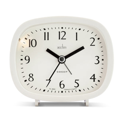 Acctim Hilda Alarm Clock White 15902 – Silent Non-Ticking Bedside Clock with Snooze