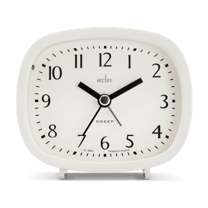 Acctim Hilda Alarm Clock White 15902 – Silent Non-Ticking Bedside Clock with Snooze