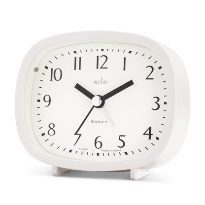 Acctim Hilda Alarm Clock White 15902 – Silent Non-Ticking Bedside Clock with Snooze
