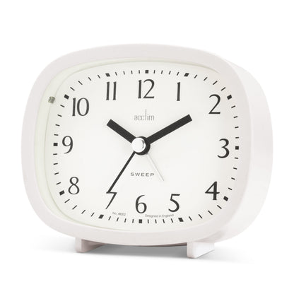 Acctim Hilda Alarm Clock White 15902 – Silent Non-Ticking Bedside Clock with Snooze