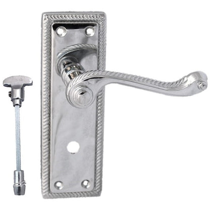 Georgian Chrome Latch Door Handles – Single Set