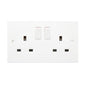 Securlec 2 Gang Switched Socket Double Pole 13A – Square Edge White Wall Socket