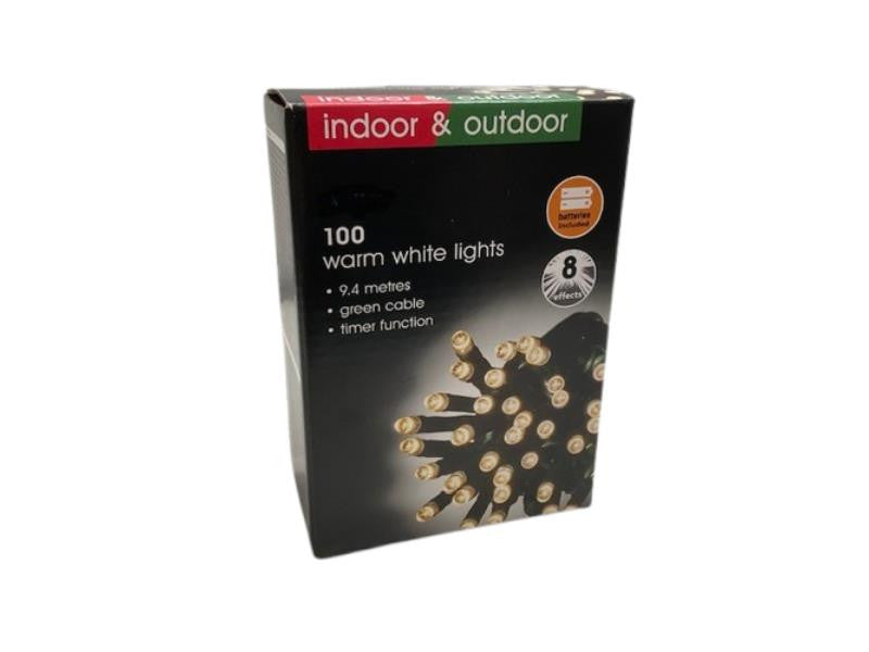 100 Indoor & Outdoor Lights – Timer & 8 Effects, 9.4 metres, Colour Options