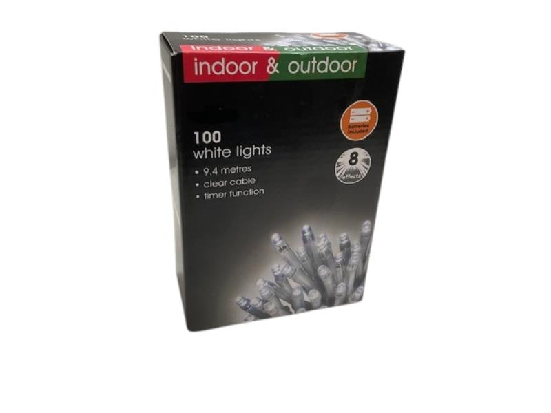 100 Indoor & Outdoor Lights – Timer & 8 Effects, 9.4 metres, Colour Options