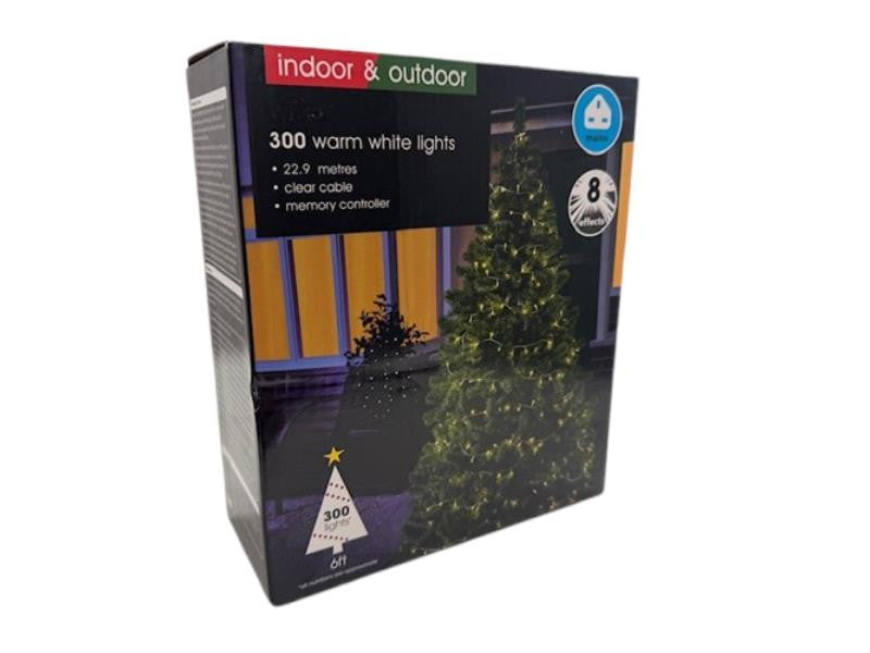 300 LED Indoor & Outdoor Lights – 8 Effects with Memory Controller, 22.9 metres, Colour Options