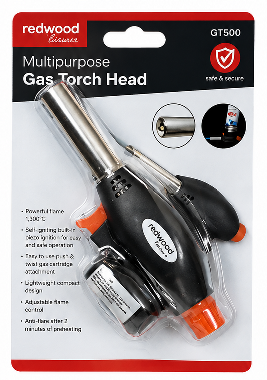 Redwood Leisure Multipurpose Gas Torch Head – Piezo Ignition Butane Blow Torch