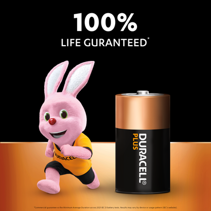 Duracell Plus D Alkaline Batteries 2 Pack – 1.5V Long-Lasting D Cell Batteries