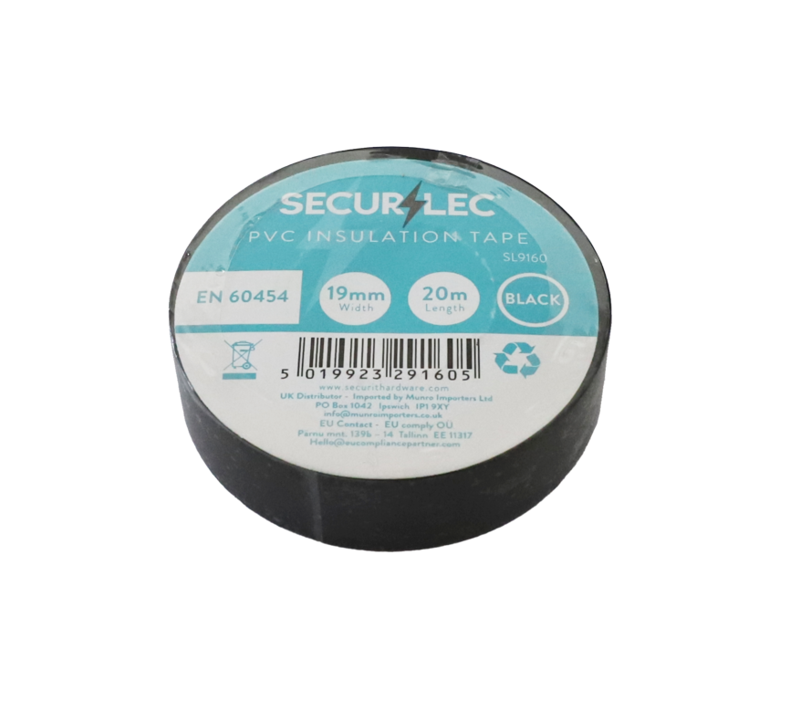 Securlec PVC Insulation Tape Black 20m – Heavy Duty Electrical Tape