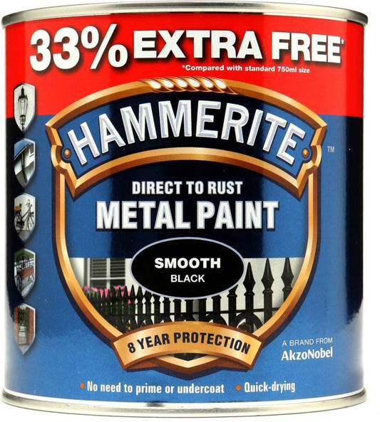 Hammerite Metal Paint Smooth Hammered 750ml + 33% Free