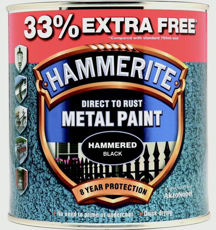 Hammerite Metal Paint Smooth Hammered 750ml + 33% Free