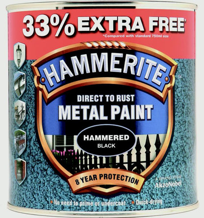 Hammerite Metal Paint Smooth Hammered 750ml + 33% Free
