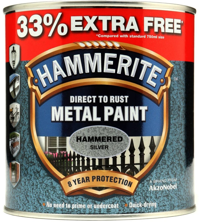 Hammerite Metal Paint Smooth Hammered 750ml + 33% Free