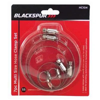 Blackspur 7PC Multi Size Hose Clamp Set BB-HC104 – Adjustable Worm Drive Clips