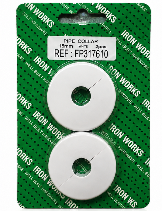 Iron Works 15mm White Pipe Collars 2 Pack – Decorative Pipe Covers FP317610