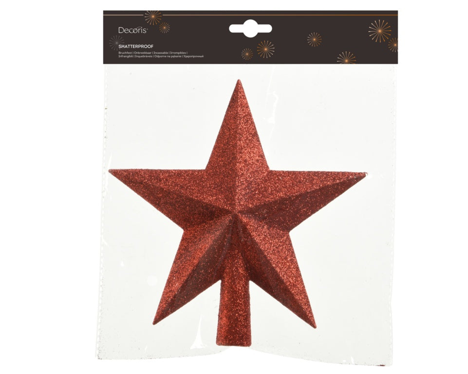 Kaemingk Tree Top Star Glitter Shatterproof - Red