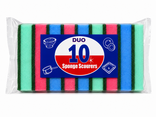 Duo Sponge Scourers – Pack of 10 Multi-Purpose Cleaning Sponges