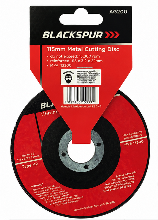Blackspur 115 x 3.2mm Metal Cutting Disc BB-AG200 – 4½" Angle Grinder Disc