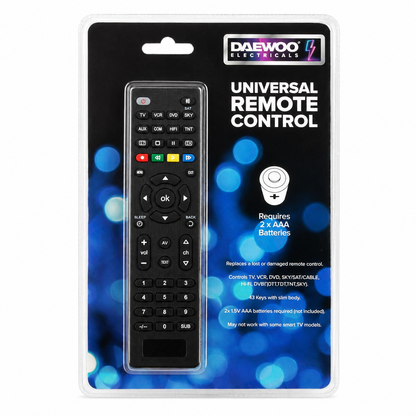 Daewoo 12-in-1 Universal Remote Control AVS1303 – TV, DVD, VCR, Sky, Satellite &amp; Cable
