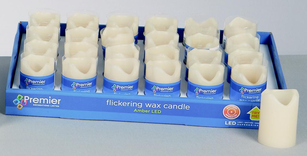 Premier Battery Operated LED Flicker Candle - 7cm Cream