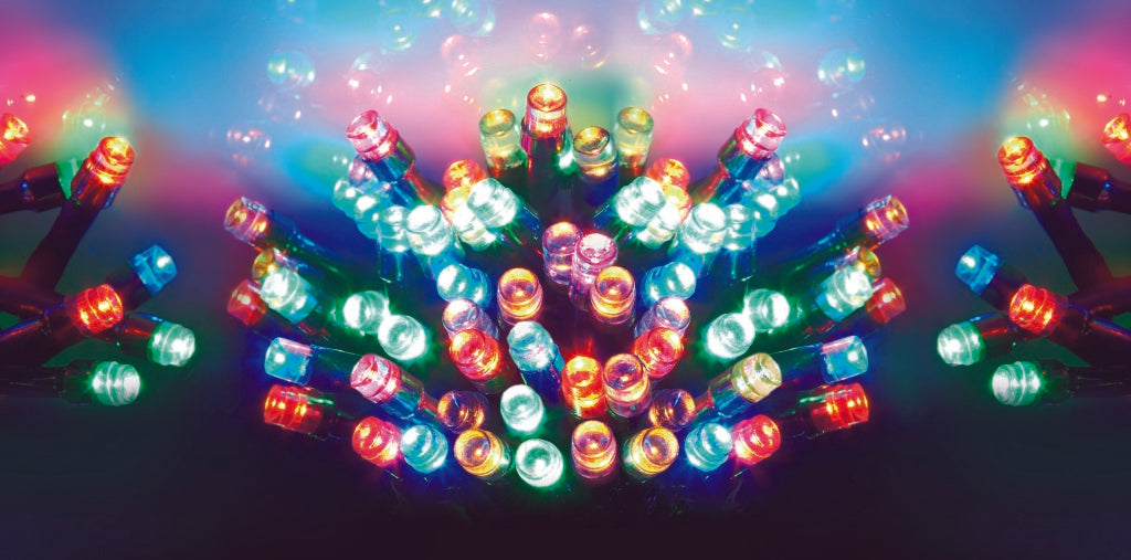 Premier 100 LED Multi Action Battery Operated TIMELIGHTS™ - Multi/Green Cable