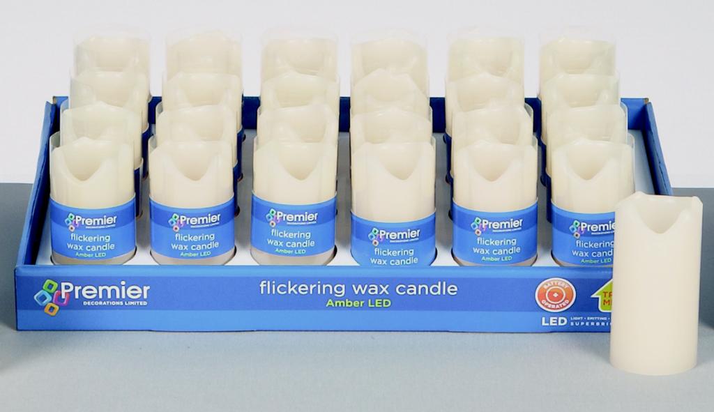 Premier Battery Operated LED Flicker Candle - 10cm Cream