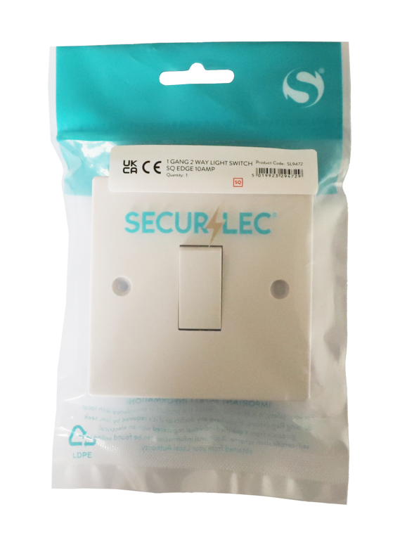 Securlec Square 1 Gang 2 Way Light Switch – Square Edge