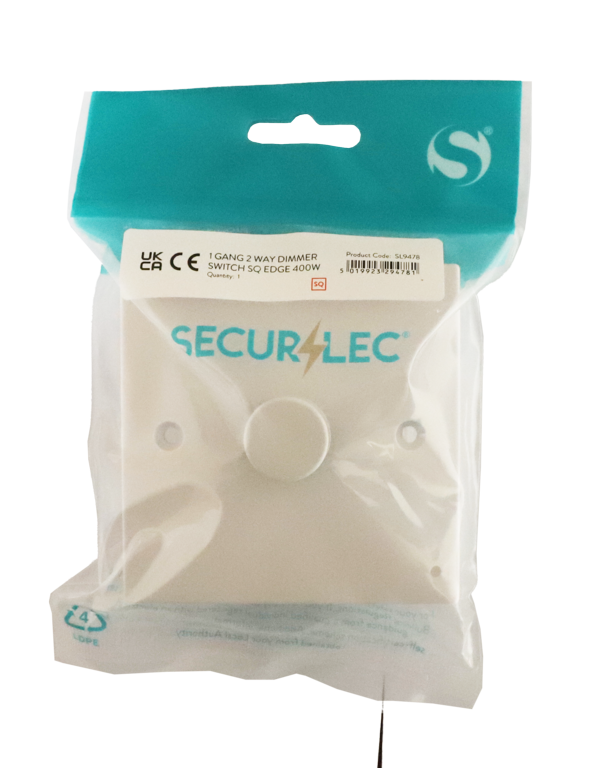 Securlec Square 1 Gang 2 Way Dimmer Switch 400W – Square Edge 86 x 86mm