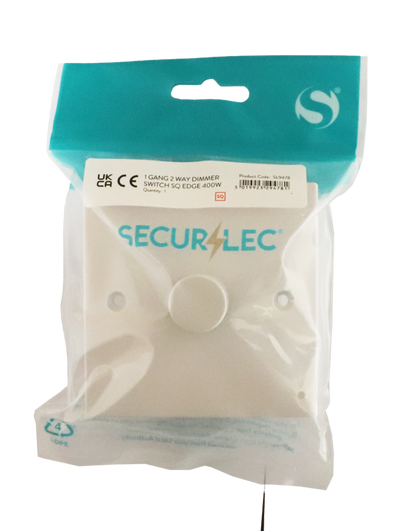 Securlec Square 1 Gang 2 Way Dimmer Switch 400W – Square Edge 86 x 86mm