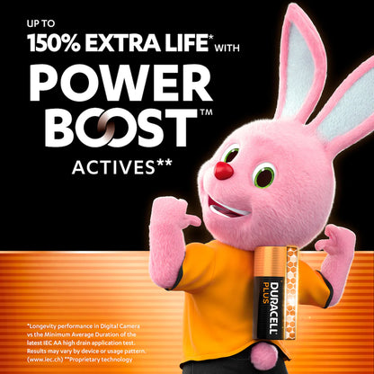 Duracell Plus AA Alkaline Batteries 4 Pack – POWER BOOST Actives