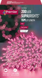 Premier 200 LED Multi Action Supabrights With Timer - Pink/ Clear Cable