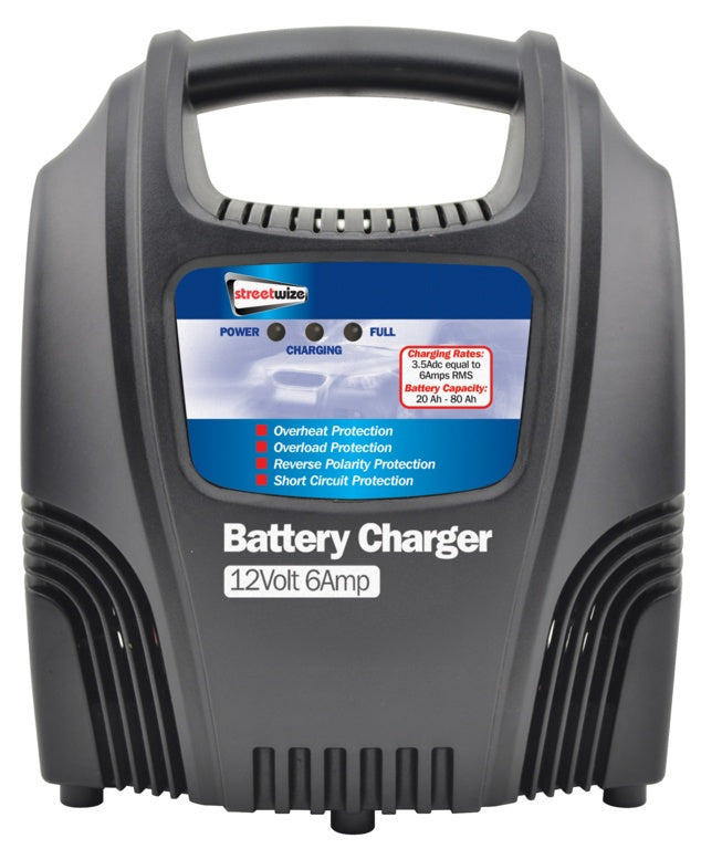 Streetwize Compact Battery Charger 6A 12V – Portable Vehicle Battery Charger
