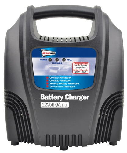 Streetwize Compact Battery Charger 6A 12V – Portable Vehicle Battery Charger