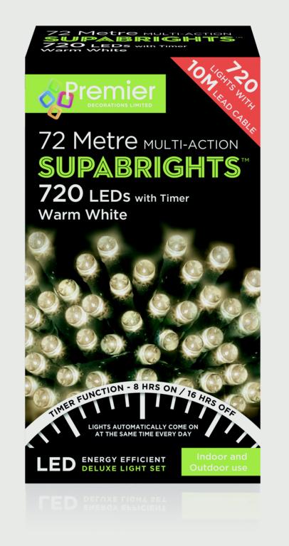 Premier 720 LED Multi Action Supabrights With Timer - Warm White/Green