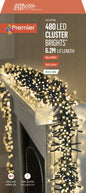 Premier 480 LED Multi Action Cluster Brights With Timer - Warm White/Green Cable
