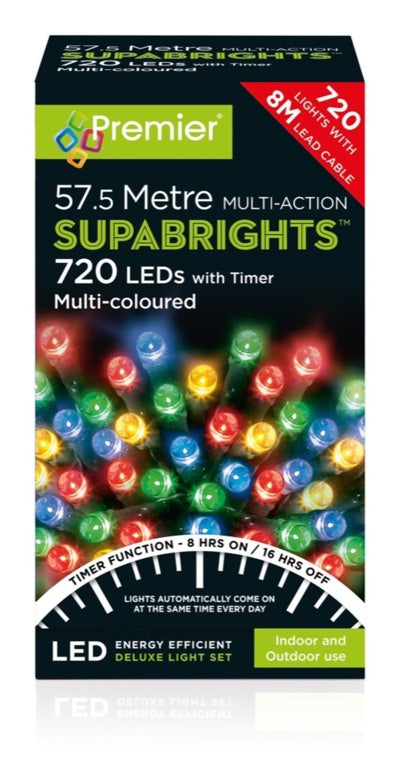 Premier 720 LED Multi Action Supabrights With Timer - Multi/Green