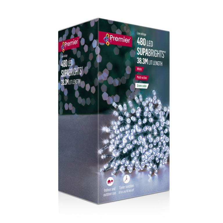 Premier 480 LED Multi Action Supabrights With Timer - White/Green