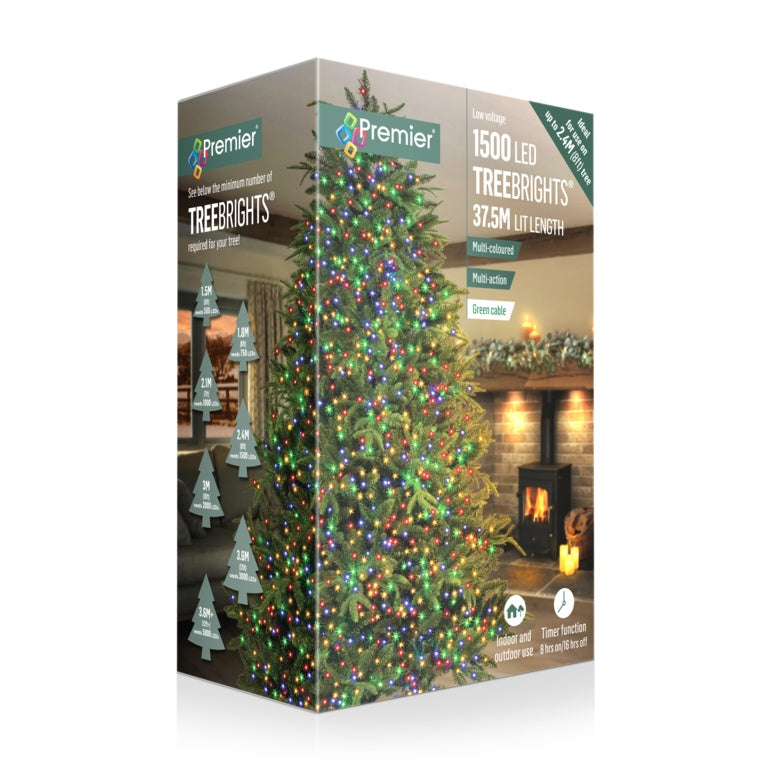 Premier 1500 LED Multi Action Treebrights With Timer - Multi/Green