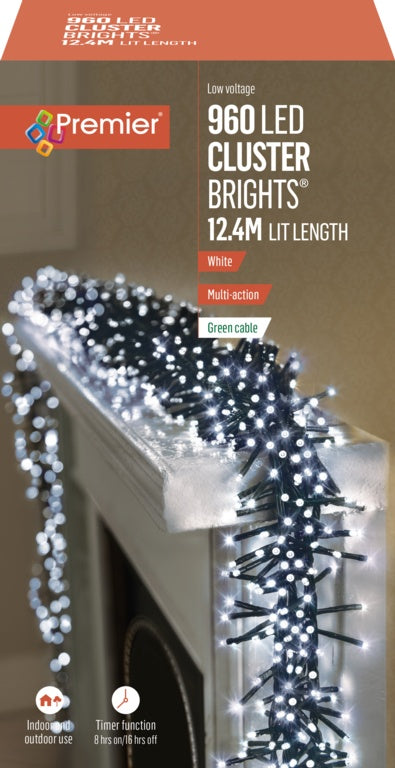Premier 960 LED Multi Action Cluster Brights With Timer - White/Green Cable