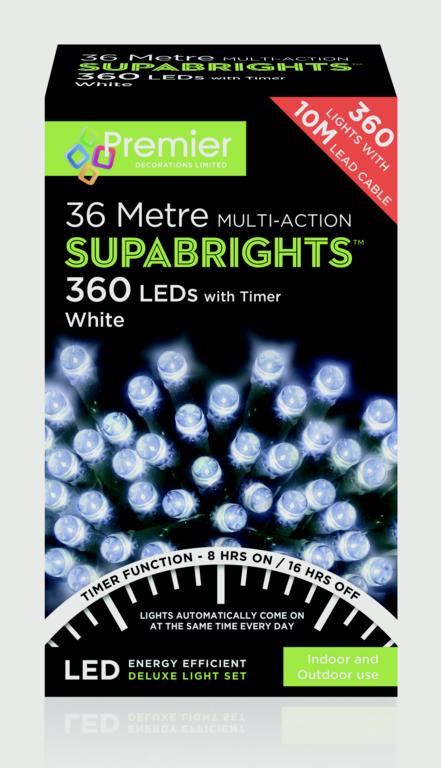 Premier 360 LED Multi Action Supabrights With Timer - White/Green Cable