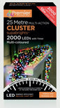 Premier 2000 LED Multi Action Supabrights Cluster Lights With Timer - Multi/Green Cable