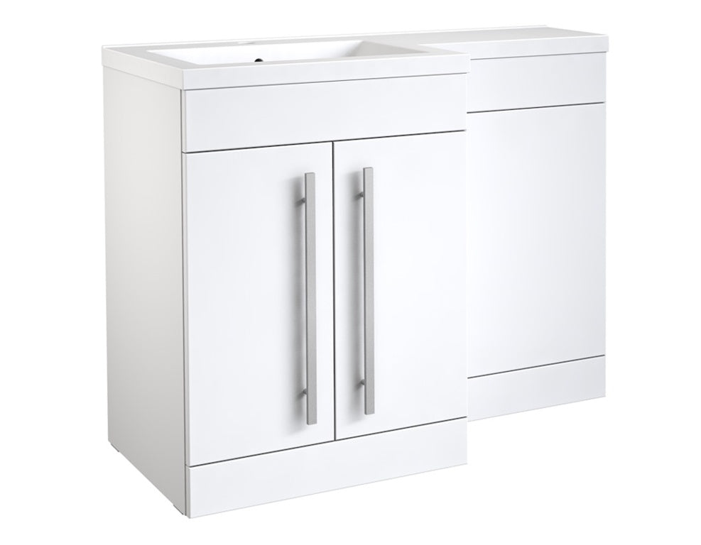 Matrix 2 Door Floor Standing Basin Unit Gloss White