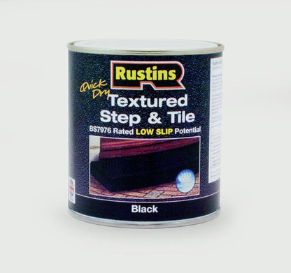 Rustins Quick Drying Step & Tile Gloss Paint Black, Tile Red & Textured Black 250ml / 500ml / 1L