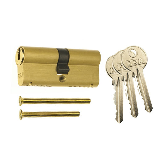 ERA Euro Double 6 Pin Cylinder 50/50 Satin & Brass Clam