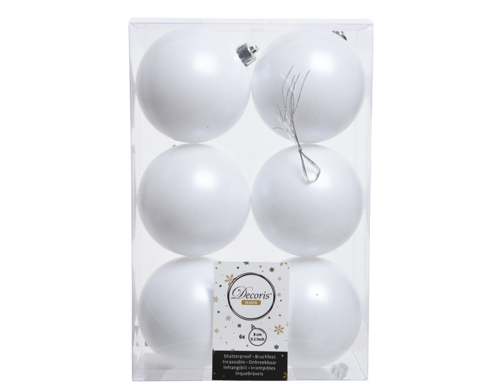 Kaemingk Shatterproof Plain Baubles - 8cm Winter White