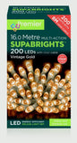 Premier 200 LED Multi Action Supabrights With Timer - Vintage Gold/Clear Cable