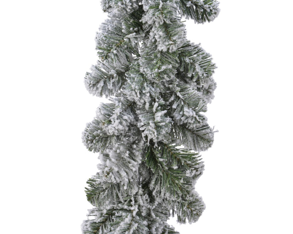 Kaemingk Snowy Imperial Garland Green/White - 20 x 270cm