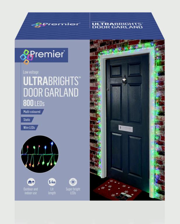 Premier 5.5m Garland Door Light - 800 Multi Coloured LEDs