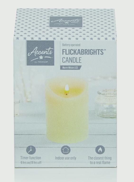 Premier Textured Candle With Timer - 13 x 9cm Cream