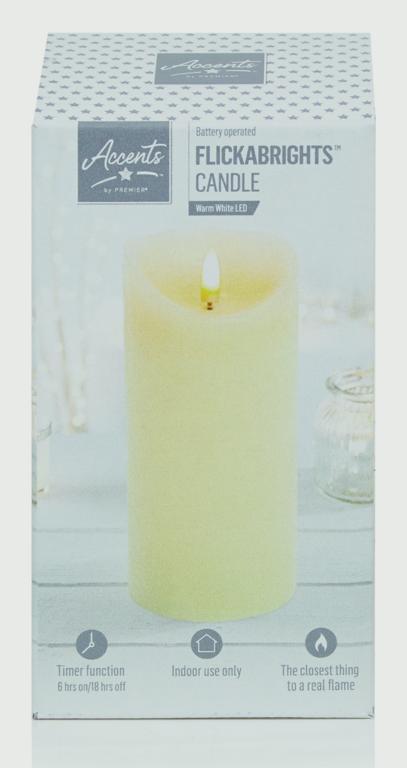 Premier Textured Candle With Timer - 18 x 9cm Cream